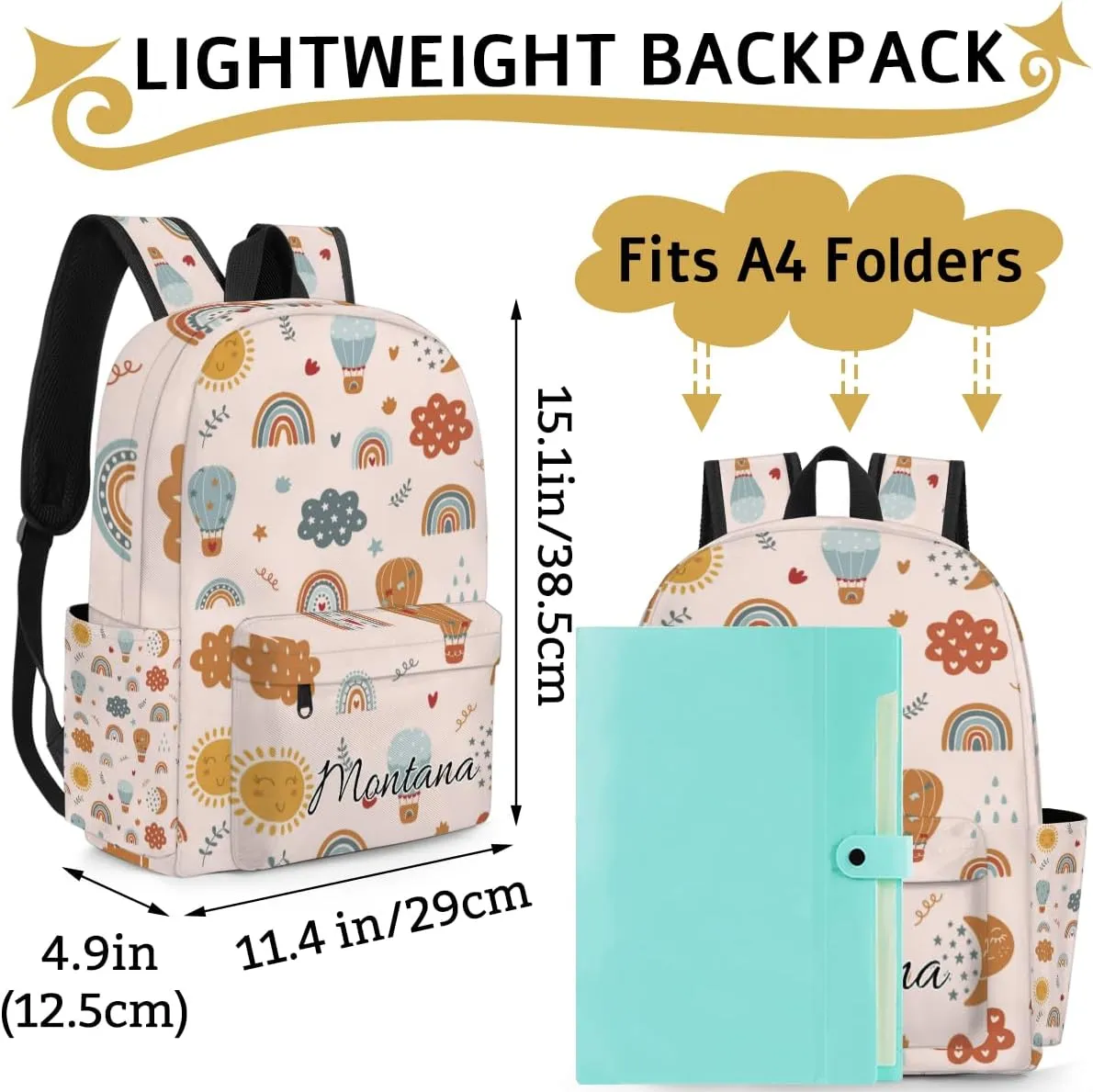 Personalized Cute Toddler Backpack for Girls, Preschool Kindergarten School Bag for Children