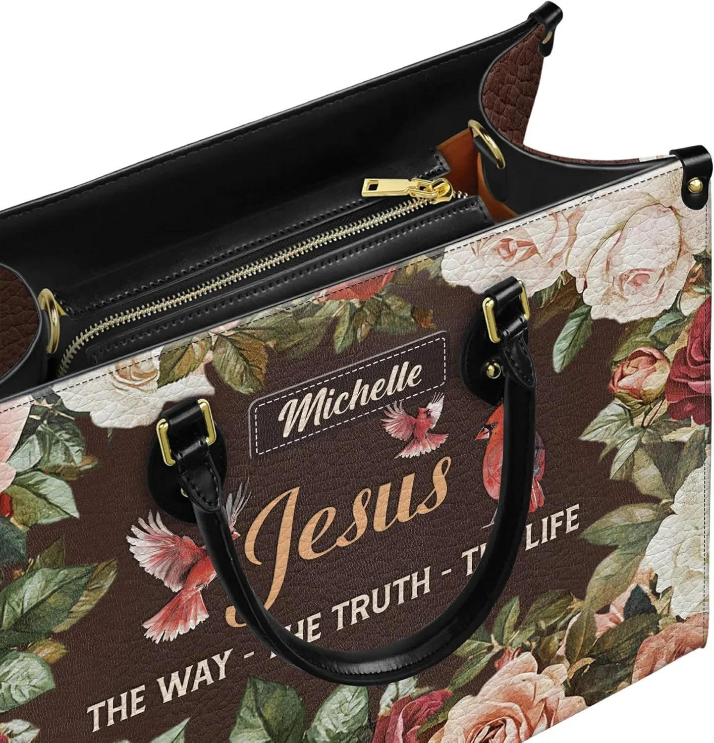 Personalized Leather Handbag for Women, Custom Name Church Bag, Christian Gifts, Mother's Day Gift for God Lovers