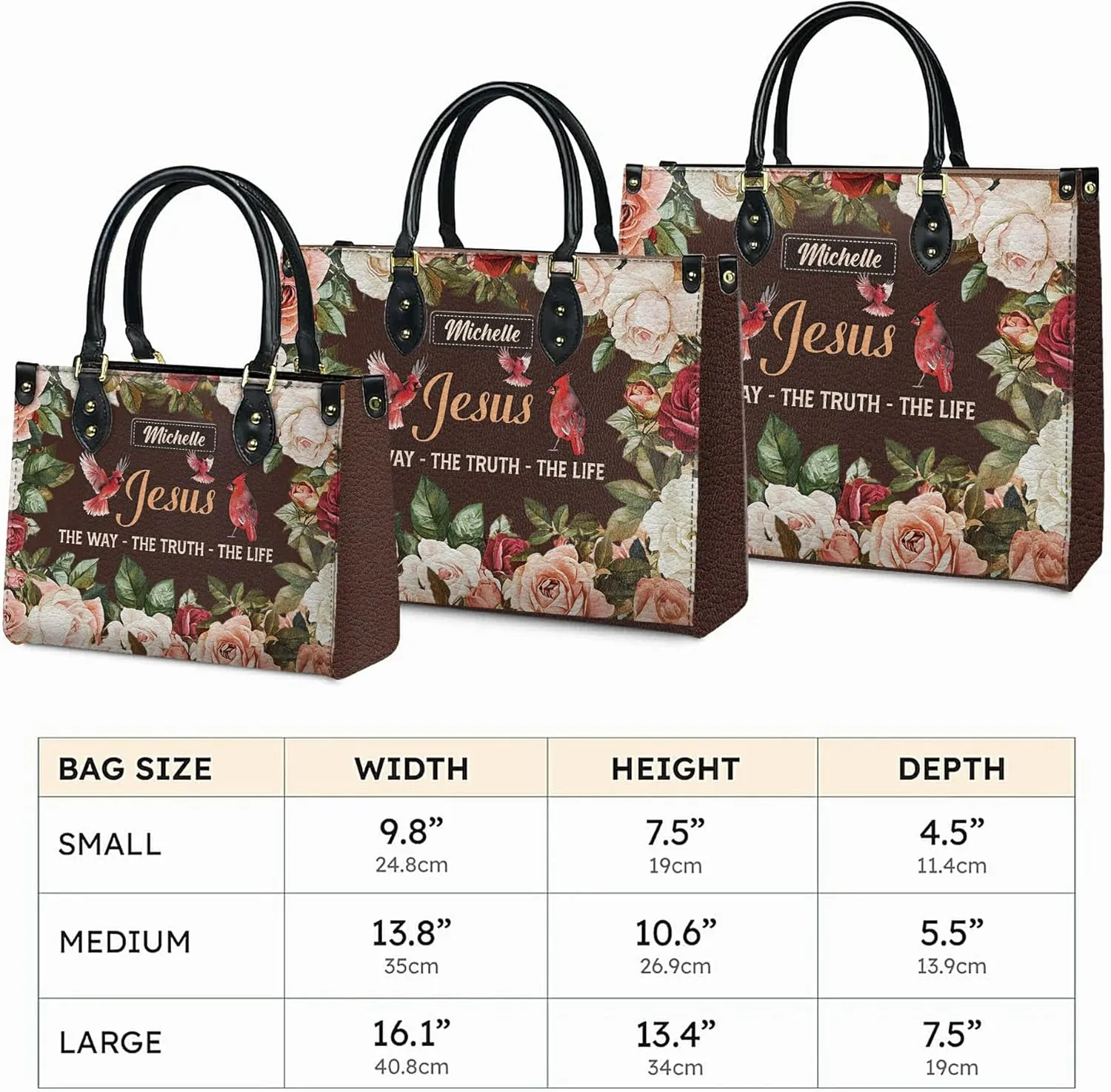 Personalized Leather Handbag for Women, Custom Name Church Bag, Christian Gifts, Mother's Day Gift for God Lovers
