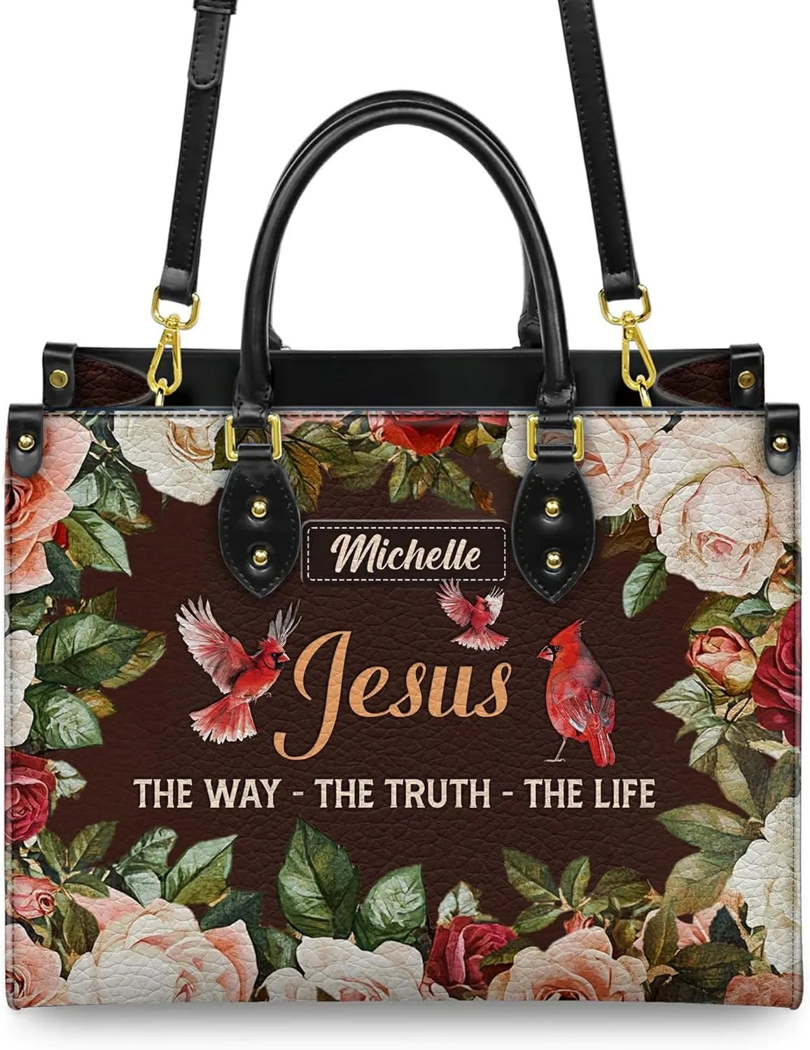 Personalized Leather Handbag for Women, Custom Name Church Bag, Christian Gifts, Mother's Day Gift for God Lovers