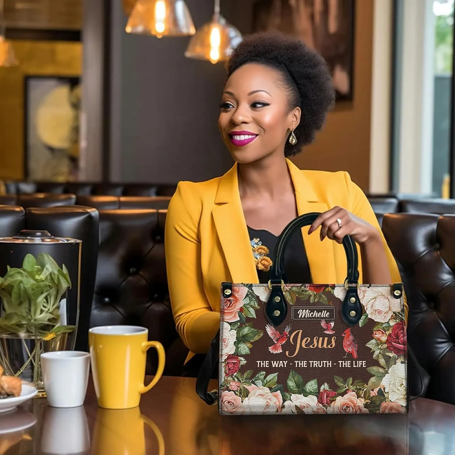 Personalized Leather Handbag for Women, Custom Name Church Bag, Christian Gifts, Mother's Day Gift for God Lovers