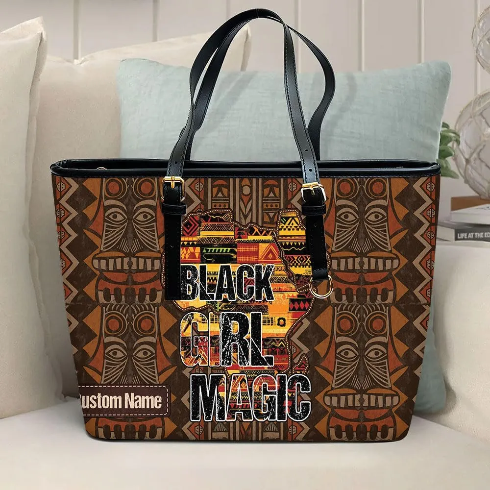 Personalized Leather Tote Bag for Black African Women, Custom Name Handbag, Mother’s Day Birthday & Christmas Gift