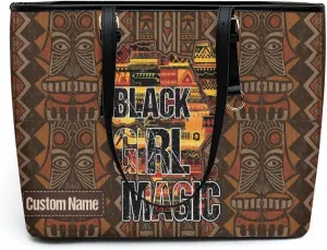 Personalized Leather Tote Bag for Black African Women, Custom Name Handbag, Mother’s Day Birthday & Christmas Gift