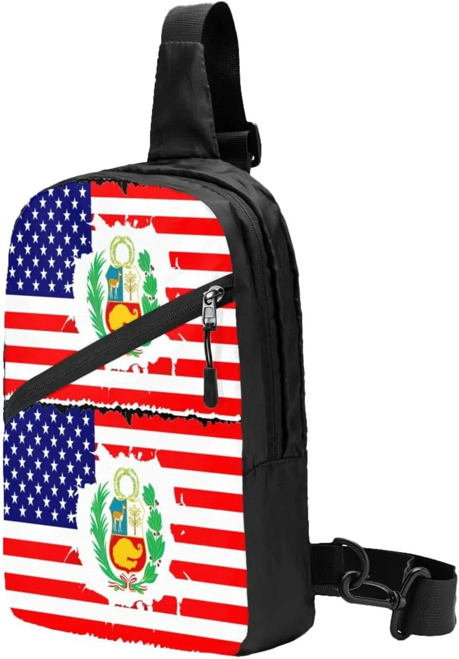 Peruvian Peru American Flag Crossbody Bag Portable Sling Bags Foldable Chest Daypack Reusable Sports Shoulder Backpack Diagonally Casual Rucksack Travel Bag