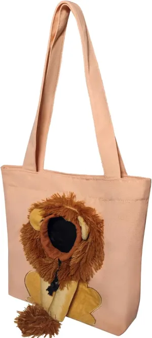 Pet Canvas Shoulder Carrying Bag, Cute Lion Shaped Cat Carrier, M Size Portable Kitten & Puppy Tote, Cozy Carriers for Small Dogs, Cats, and Pets, Handbag for Outdoor, Shopping, and Camping