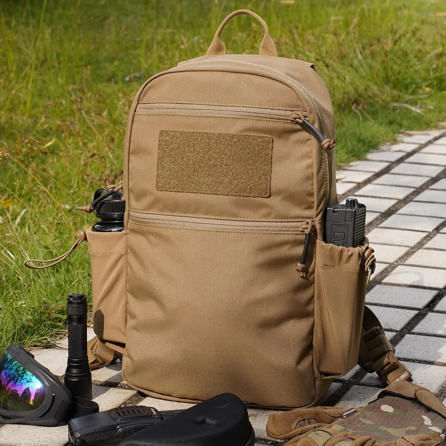 PETAC GEAR 14L Daypack Outdoor EDC Backpack Lightweight Tactical Range Pack Travel Hiking waterproof Daypacks (CB)