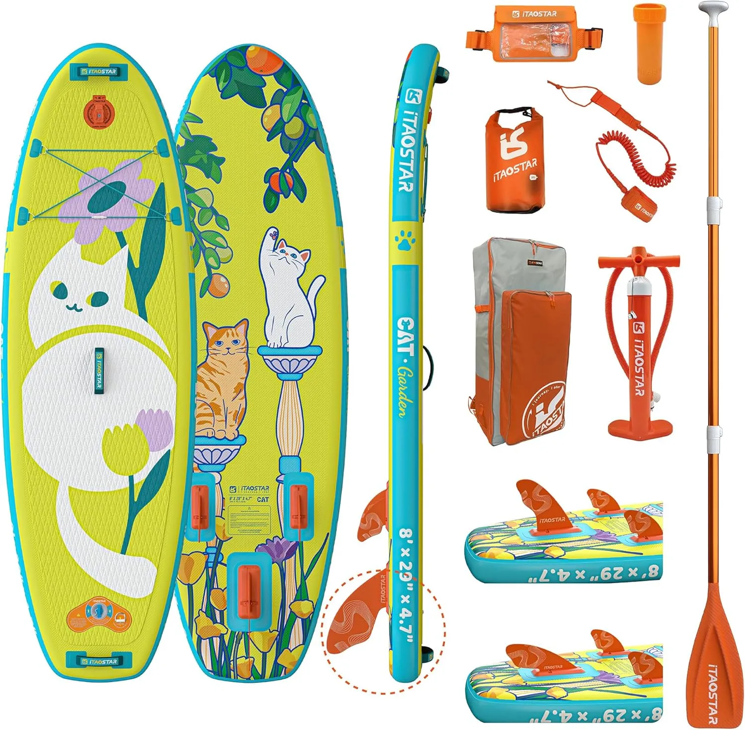 Pets 8'×29" / 11'×35" / 11'6"×34" Inflatable Paddle Board, One-Stop Premium SUP Accessories, Extra Wide Paddle Board for More Balance, Tailored Fins for More Fun