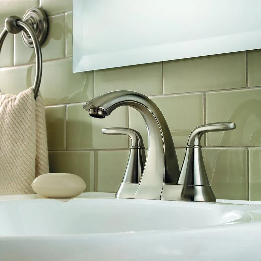Pfister Pasadena Bathroom Sink Faucet, 4-Inch Centerset, 2-Handle, 3-Hole, Brushed Nickel Finish, LF048PDKK