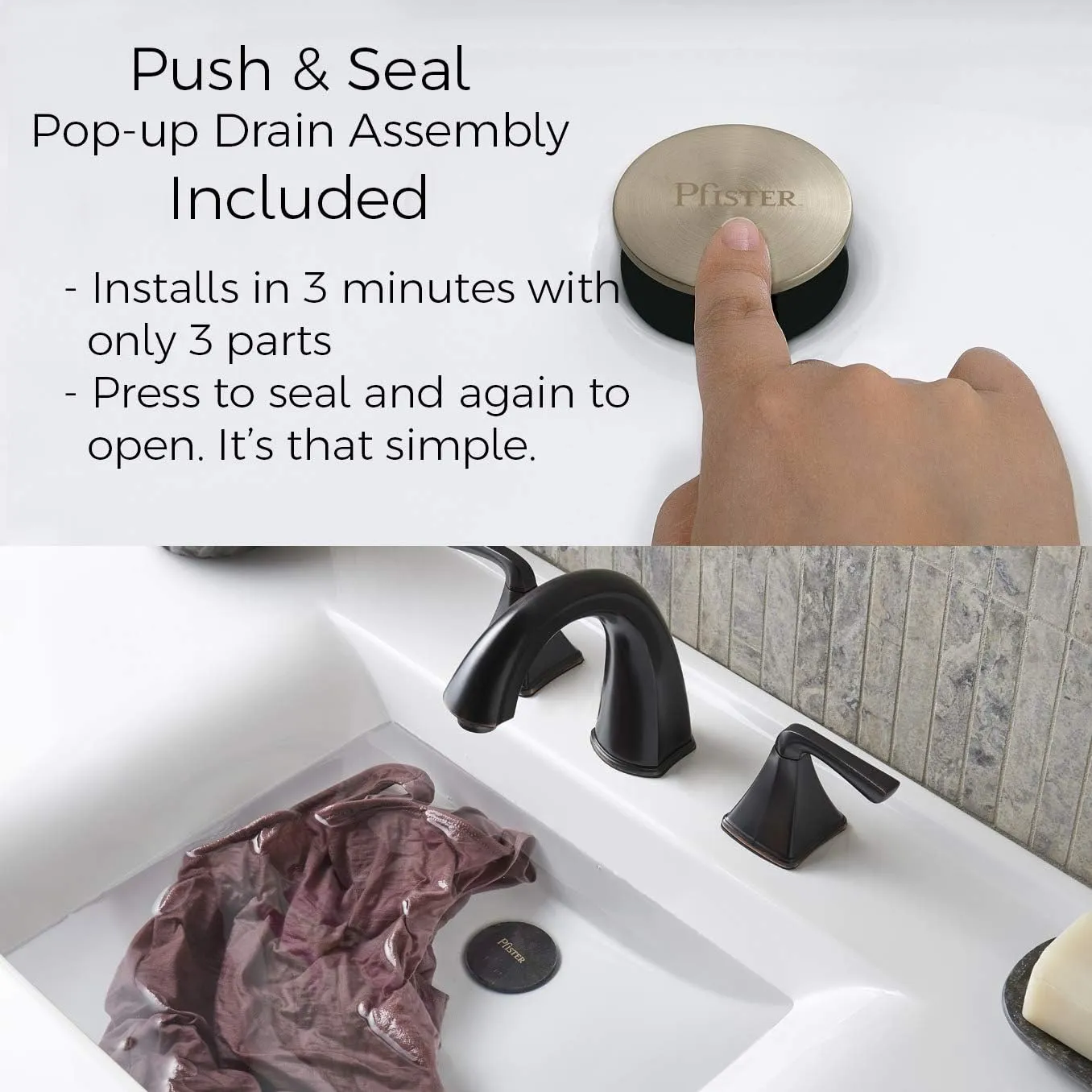 Pfister Pasadena Bathroom Sink Faucet, 4-Inch Centerset, 2-Handle, 3-Hole, Brushed Nickel Finish, LF048PDKK