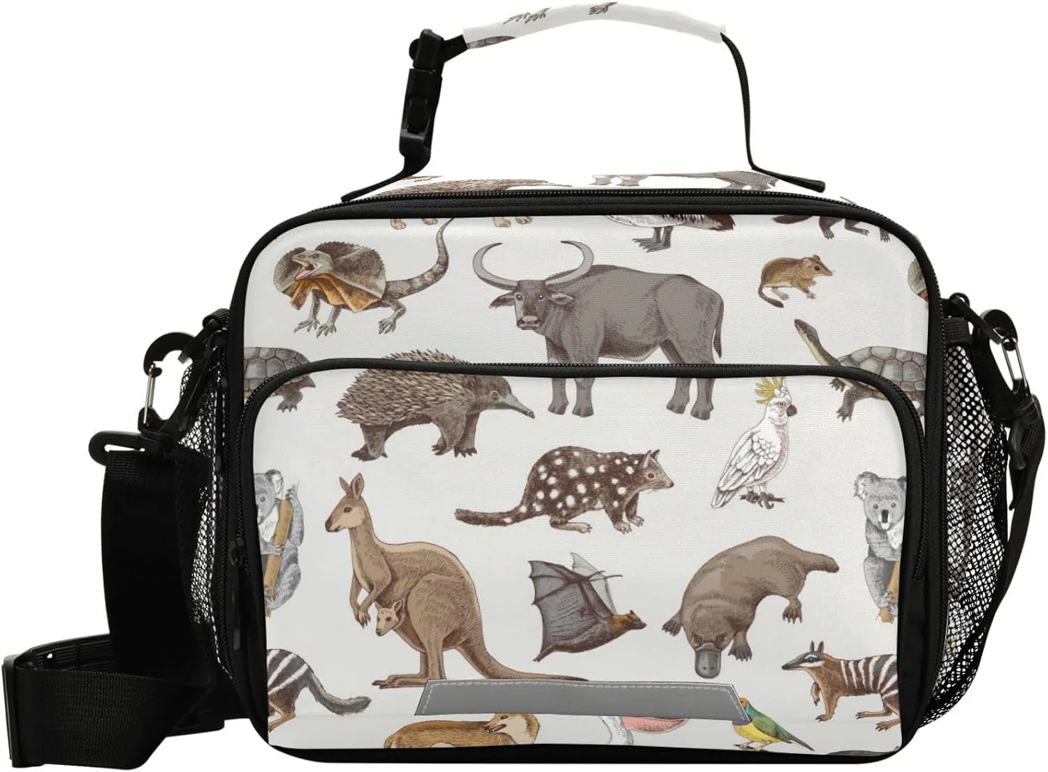 Pfrewn Koala Lizard Fox Lunch Box Kids School Students Australian Animals Insulated Lunch Bag with Shoulder Strap for Office Adults Reusable Cooler Bags Lunch Tote