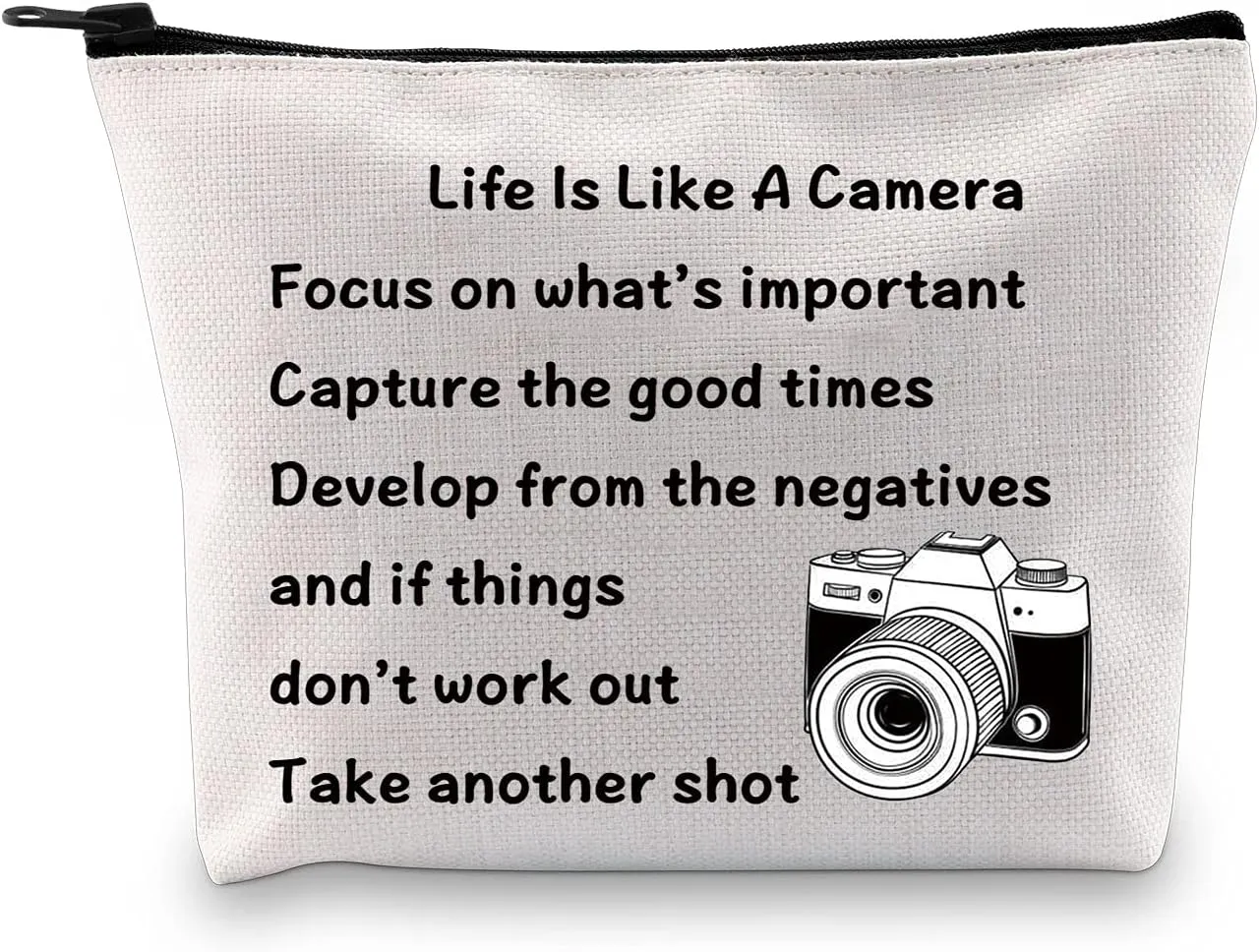 Photographer Makeup Bag Life is Like a Camera Photography Gifts Inspirational Gifts for Camera Lovers(Photographer)