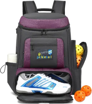Pickleball Bag, Pickleball Backpack for Women Men - Fits 2 to 4 Paddles with Shoe Compartment & Fence Hook