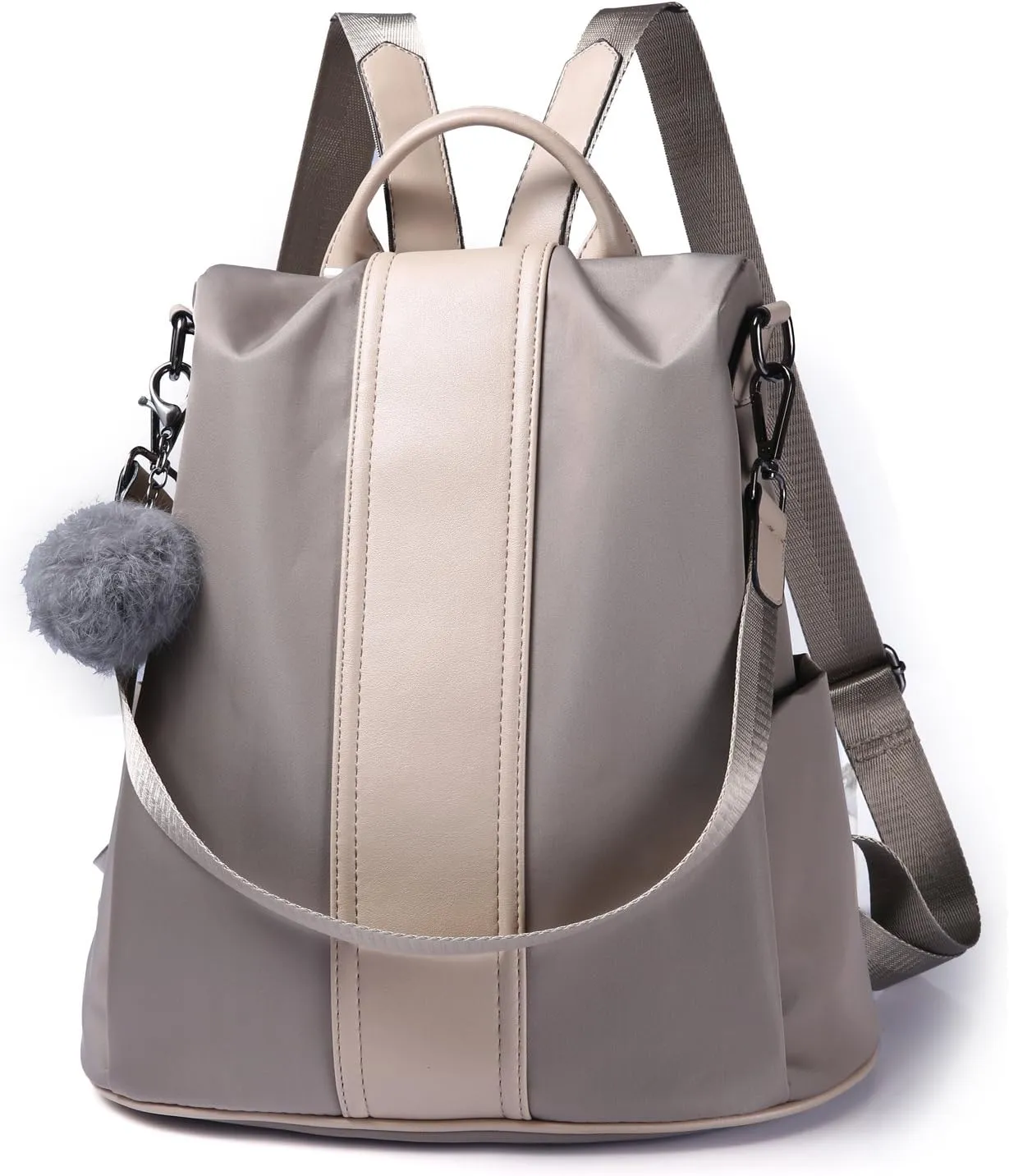 PINCNEL Women Khaki Medium Backpack Purse Waterproof Nylon Anti-theft Rucksack Lightweight Shoulder Bag