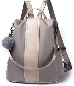 PINCNEL Women Khaki Medium Backpack Purse Waterproof Nylon Anti-theft Rucksack Lightweight Shoulder Bag