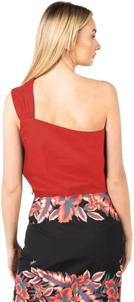 Pinko Chic Asymmetric Cotton Top with Logo Women's Detail