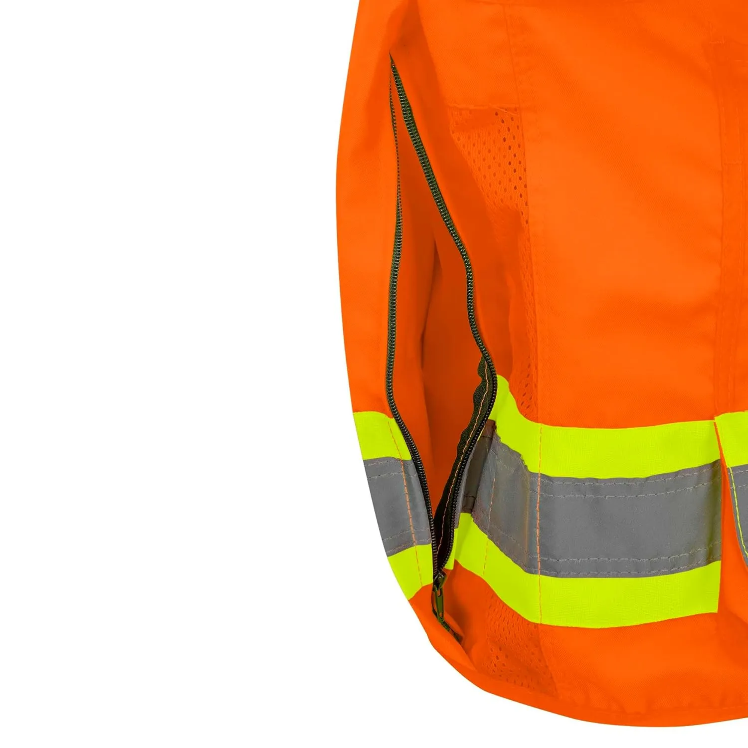 Pioneer Surveyor Safety Vest for Men – Hi Vis Reflective Neon –Woven 150D, 19 Pockets, Zipper, Cooling Mesh Vents – Orange or Yellow/Green