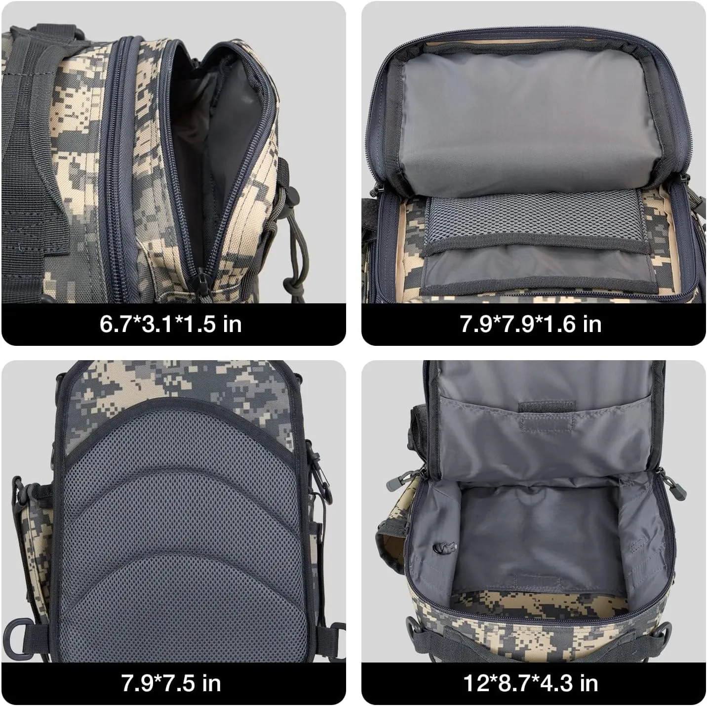 Piscifun Tackle Bag With Rod & Gear Holder - Lightweight Sling Storage Bag, Outdoor Shoulder Pack for Fishing, Hiking, Hunting