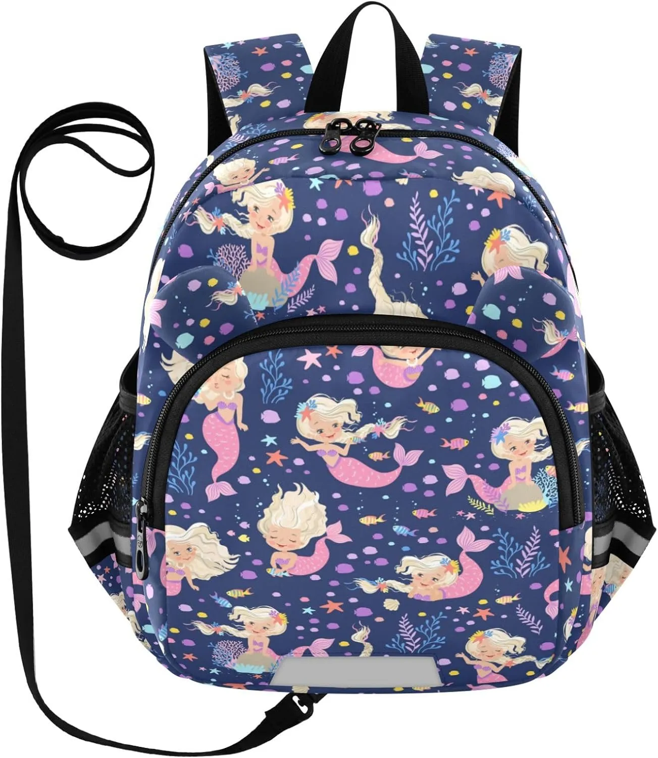 Plaaee Blonde Mermaids Fish Toddler Backpack Harness Leash Kids Back Pack Harnesses Leashes Tether for Boys Girls Outdoor Travel M