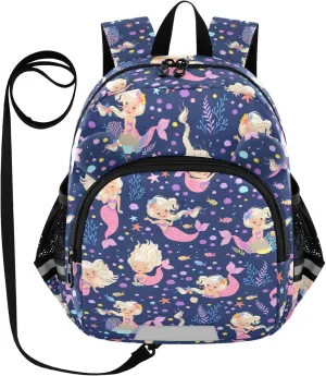 Plaaee Blonde Mermaids Fish Toddler Backpack Harness Leash Kids Back Pack Harnesses Leashes Tether for Boys Girls Outdoor Travel M