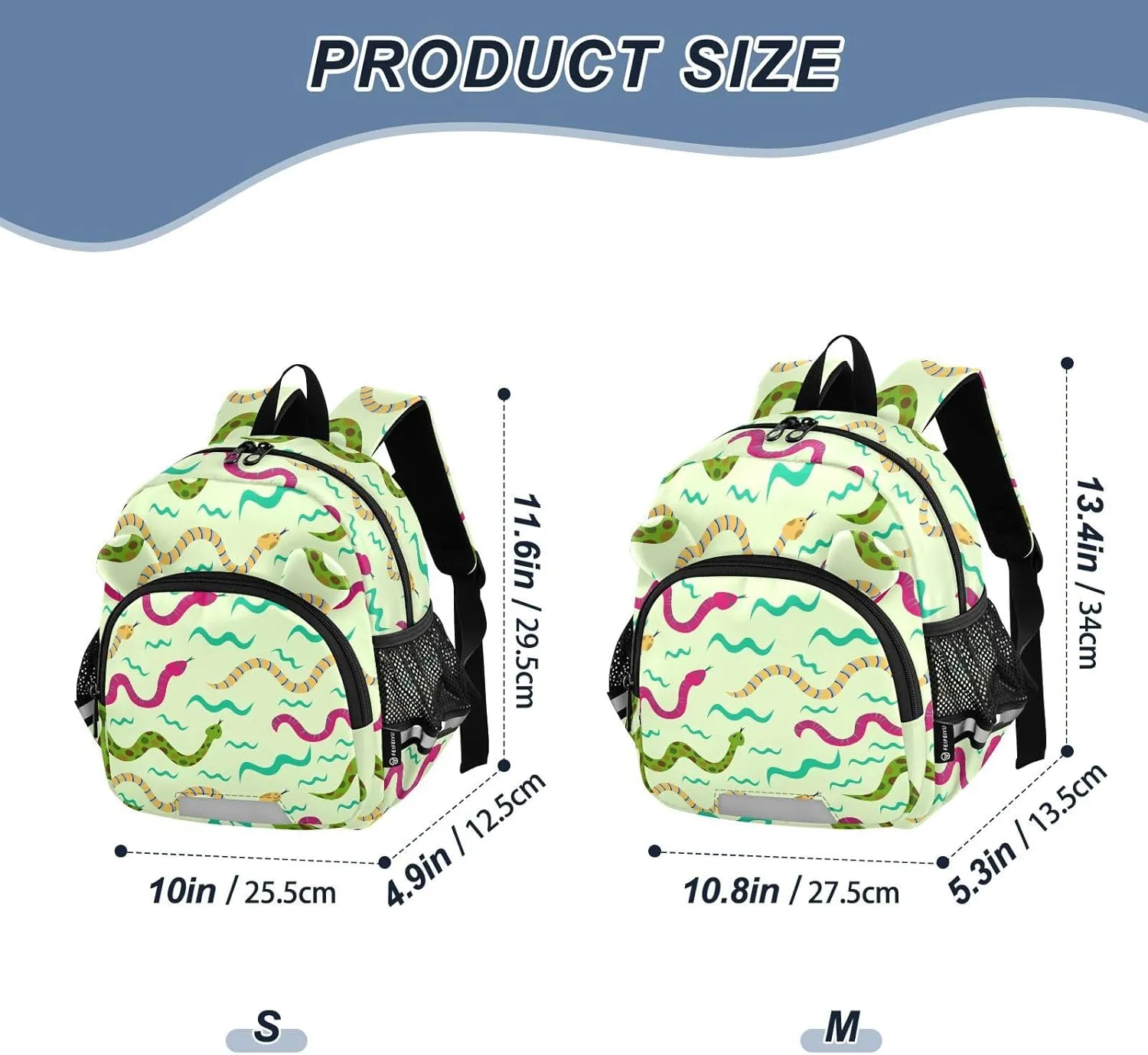 Plaaee Colorful Snakes Toddler Backpack Harness Leash Kids Back Pack Harnesses Leashes Tether for Boys Girls Outdoor Travel S
