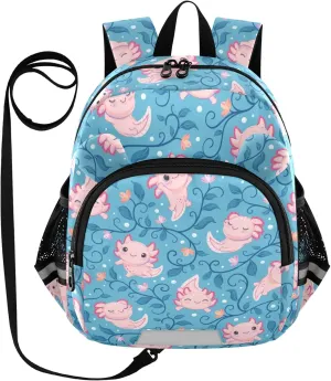 Plaaee Cute and Happy Axolotls Toddler Backpack Harness Leash Kids Back Pack Harnesses Leashes Tether for Boys Girls Outdoor Travel M