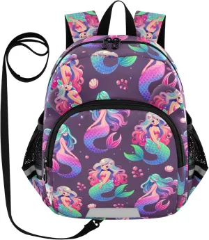 Plaaee Mermaid Pattern Seashells Toddler Backpack Harness Leash Kids Back Pack Harnesses Leashes Tether for Boys Girls Outdoor Travel M