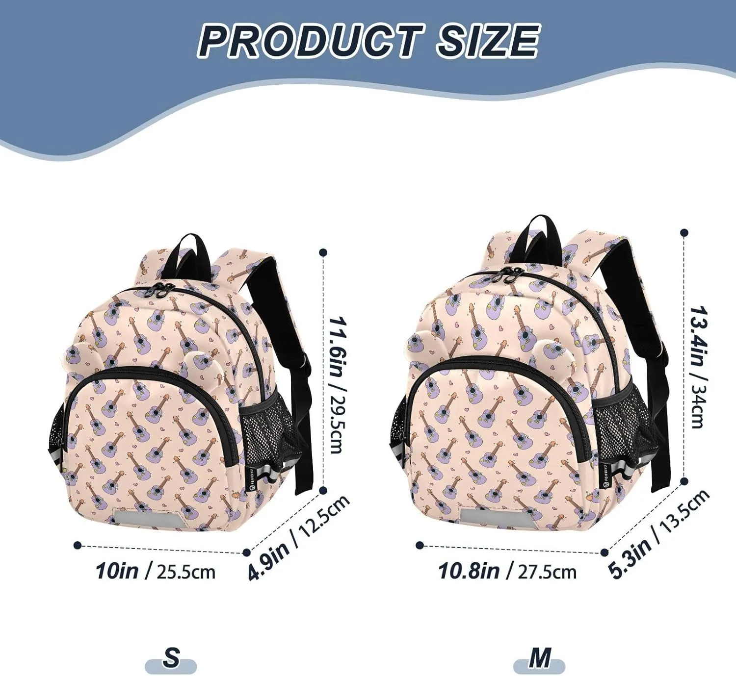 Plaaee Purple Acoustic Guitar Toddler Backpack Harness Leash Kids Back Pack Harnesses Leashes Tether for Boys Girls Outdoor Travel S
