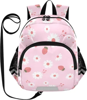 Plaaee Strawberry Fruit Berry Daisy Toddler Backpack Harness Leash Kids Back Pack Harnesses Leashes Tether for Boys Girls Outdoor Travel M