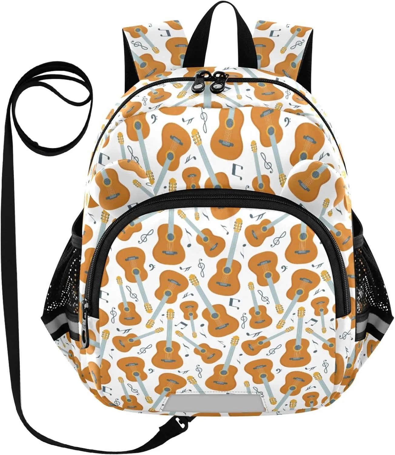 Plaaee Yellow Guitars and Musical Notes Toddler Backpack Harness Leash Kids Back Pack Harnesses Leashes Tether for Boys Girls Outdoor Travel M