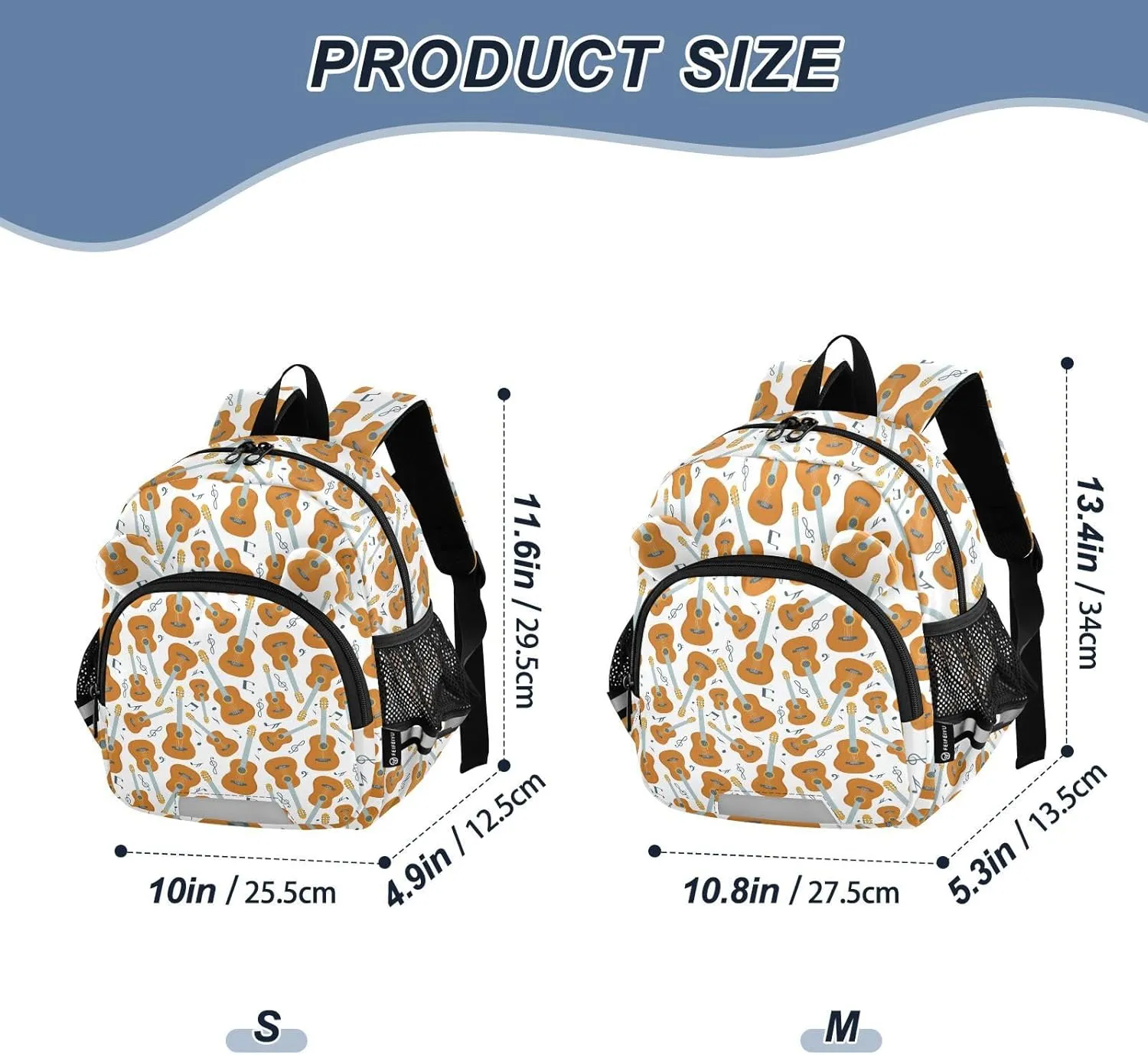 Plaaee Yellow Guitars and Musical Notes Toddler Backpack Harness Leash Kids Back Pack Harnesses Leashes Tether for Boys Girls Outdoor Travel M