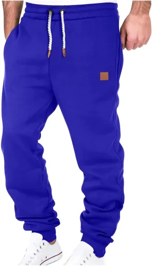 Plus Size Pants Mens Sports Workout Sweatpants Hiking Comfy Pants Belted Foot Drawstring Pants Fashion Fall Pants