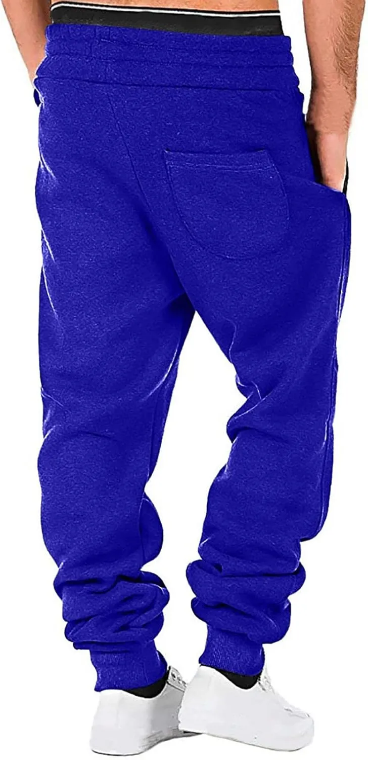 Plus Size Pants Mens Sports Workout Sweatpants Hiking Comfy Pants Belted Foot Drawstring Pants Fashion Fall Pants