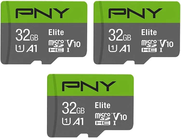 PNY 32GB Elite Class 10 U1 V10 A1 microSDHC Trail Camera Flash Memory Card – Read Up to 100MB/s, UHS-I, HD Photo, HD Video, For Outdoor Cameras, DSLR Cameras, Tactile Use, Wildlife Enthusiasts, 3-Pack
