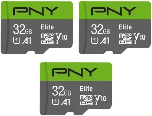 PNY 32GB Elite Class 10 U1 V10 A1 microSDHC Trail Camera Flash Memory Card – Read Up to 100MB/s, UHS-I, HD Photo, HD Video, For Outdoor Cameras, DSLR Cameras, Tactile Use, Wildlife Enthusiasts, 3-Pack