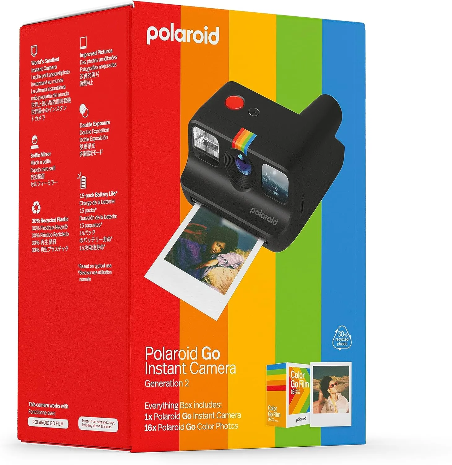 Polaroid Go Generation 2 - Mini Instant Camera   Film Bundle (16 Photos Included) - Black (6280)