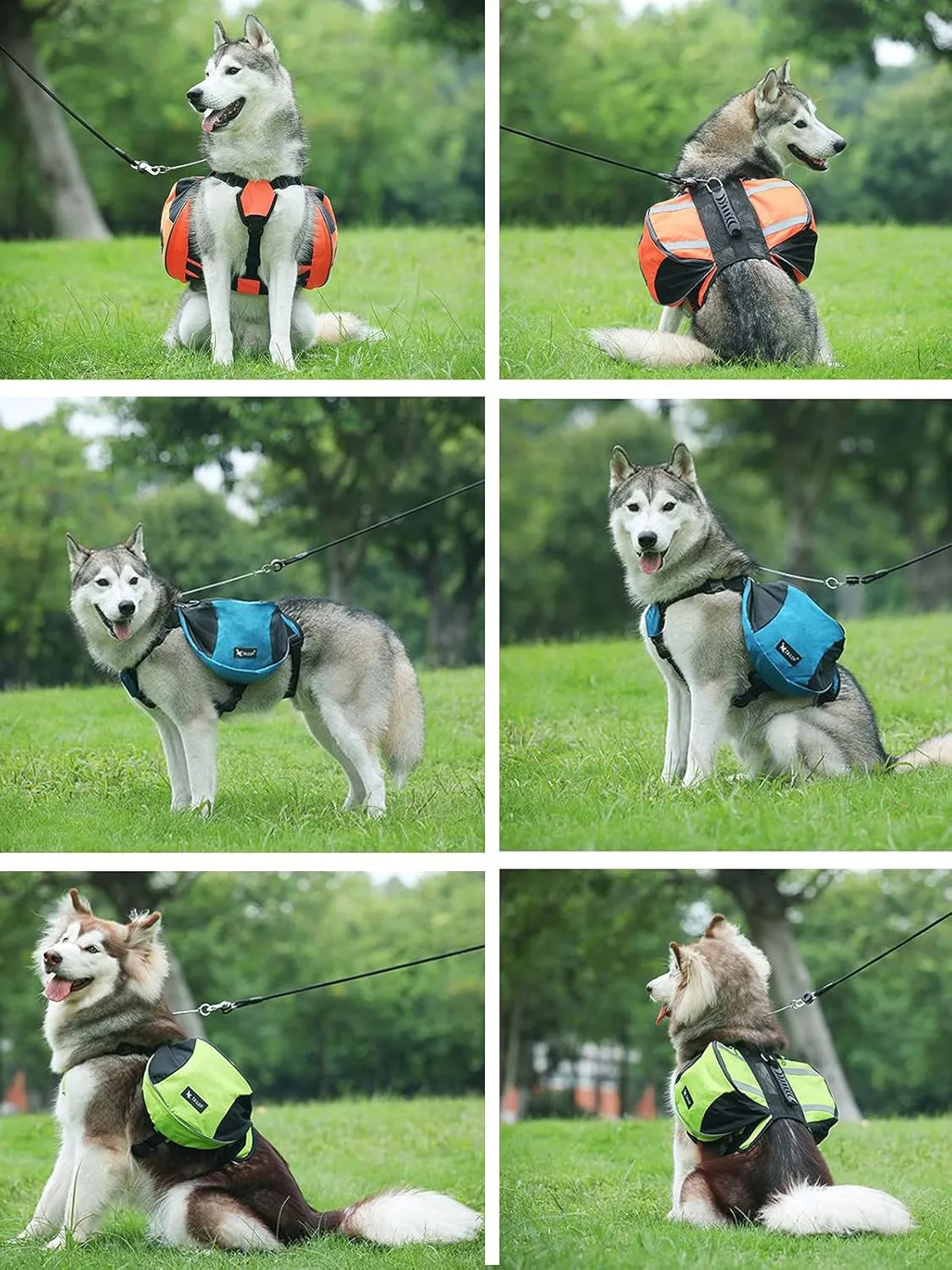Polyester Dog Saddlebags Pack Hound Travel Camping Hiking Backpack Saddle Bag for Small Medium Large Dogs (Neon Green,M)