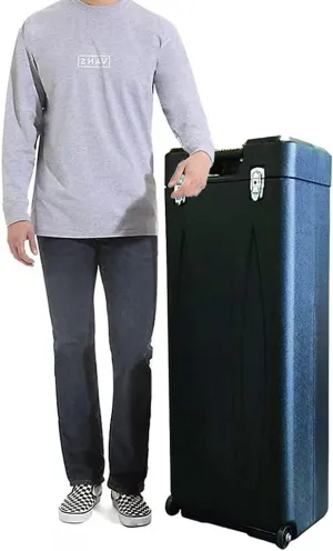 Portable Pop Up Stand Carrying Case for Trade Show with Handle and Wheels Banner Storage Case Easy Transportation Metal Locking Top for Security, black, 39½ inx17½ inx12½ in