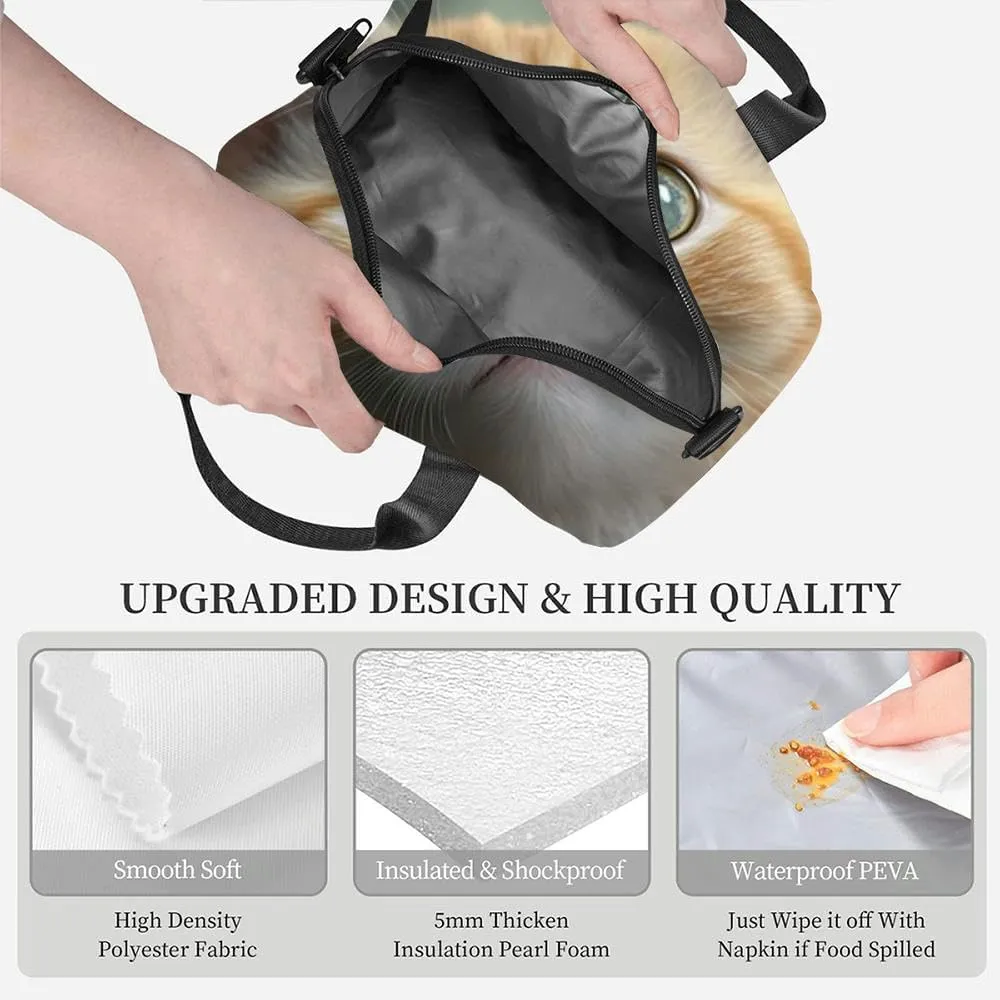 Portrait cute cat looking at the camera Unreal engine Cute kitten Insulated Adult Lunch Bag with Shoulder Strap for Women Lightweight Reusable Portable Freezable Lunch Tote Bag for Work Picnic
