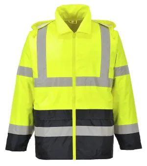 Portwest UH443 Classic Waterproof Rain Jacket in Reflective Contrast Hivis ANSI, XXL