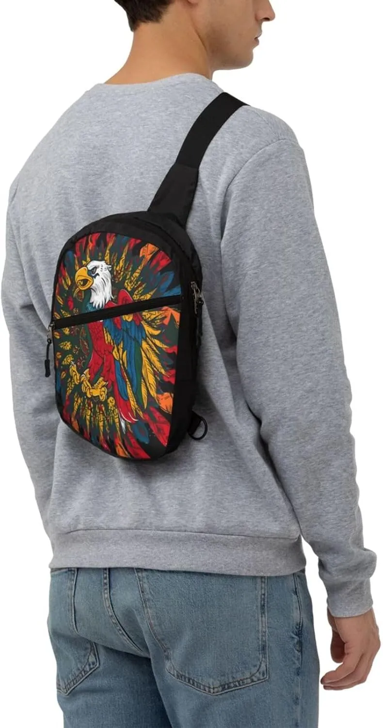 Powerful Mexican Eagle Mexico Flag Crossbody Bag Portable Sling Bags Foldable Chest Daypack Reusable Sports Shoulder Backpack Diagonally Casual Rucksack Travel Bag