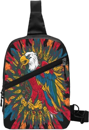 Powerful Mexican Eagle Mexico Flag Crossbody Bag Portable Sling Bags Foldable Chest Daypack Reusable Sports Shoulder Backpack Diagonally Casual Rucksack Travel Bag
