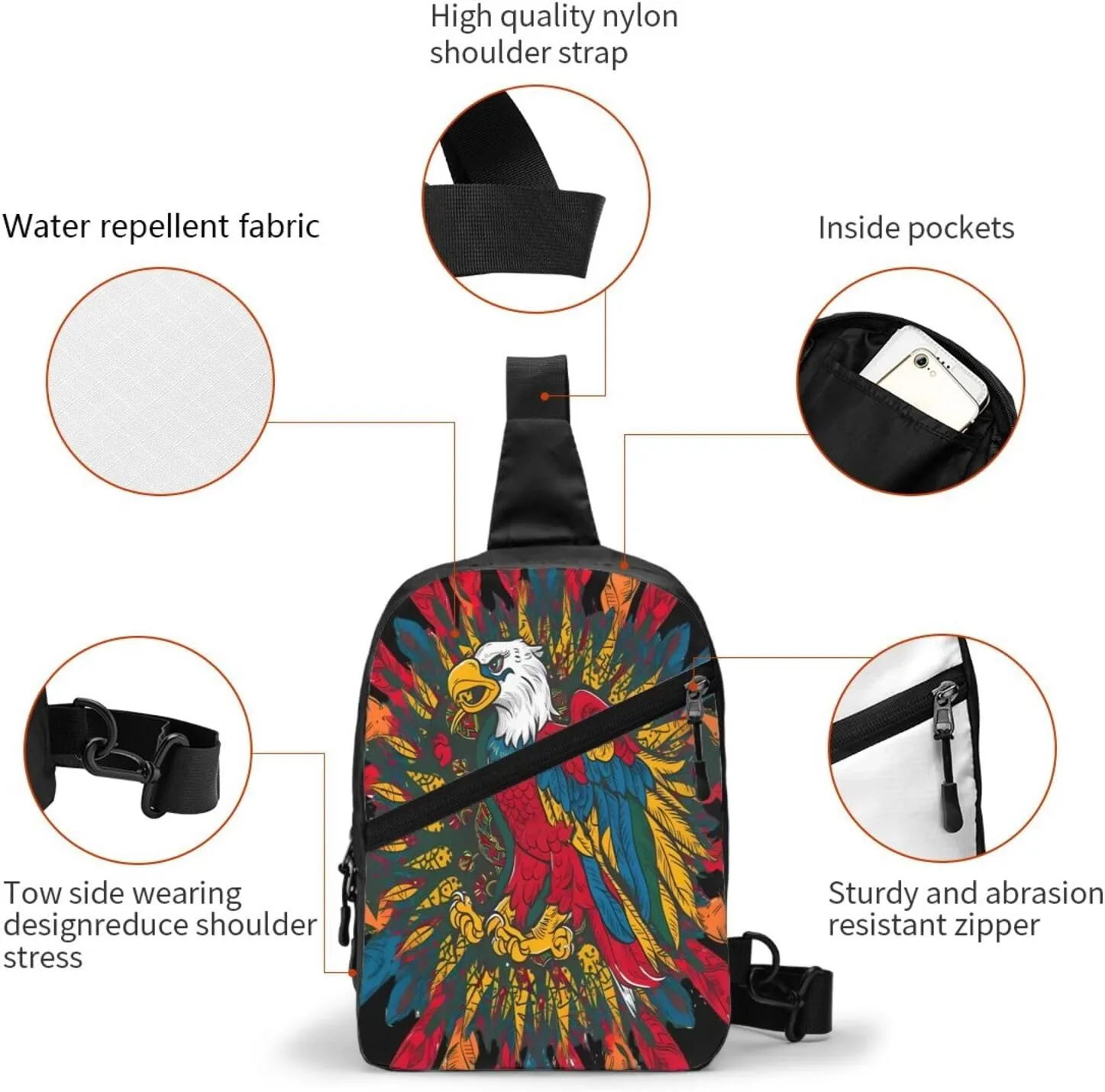 Powerful Mexican Eagle Mexico Flag Crossbody Bag Portable Sling Bags Foldable Chest Daypack Reusable Sports Shoulder Backpack Diagonally Casual Rucksack Travel Bag