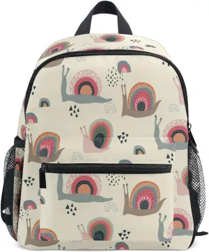 Preschool Backpack Rainbow Snails Toddler School Book Bag for Girls Boys Kids Kindergarten Travel Bag