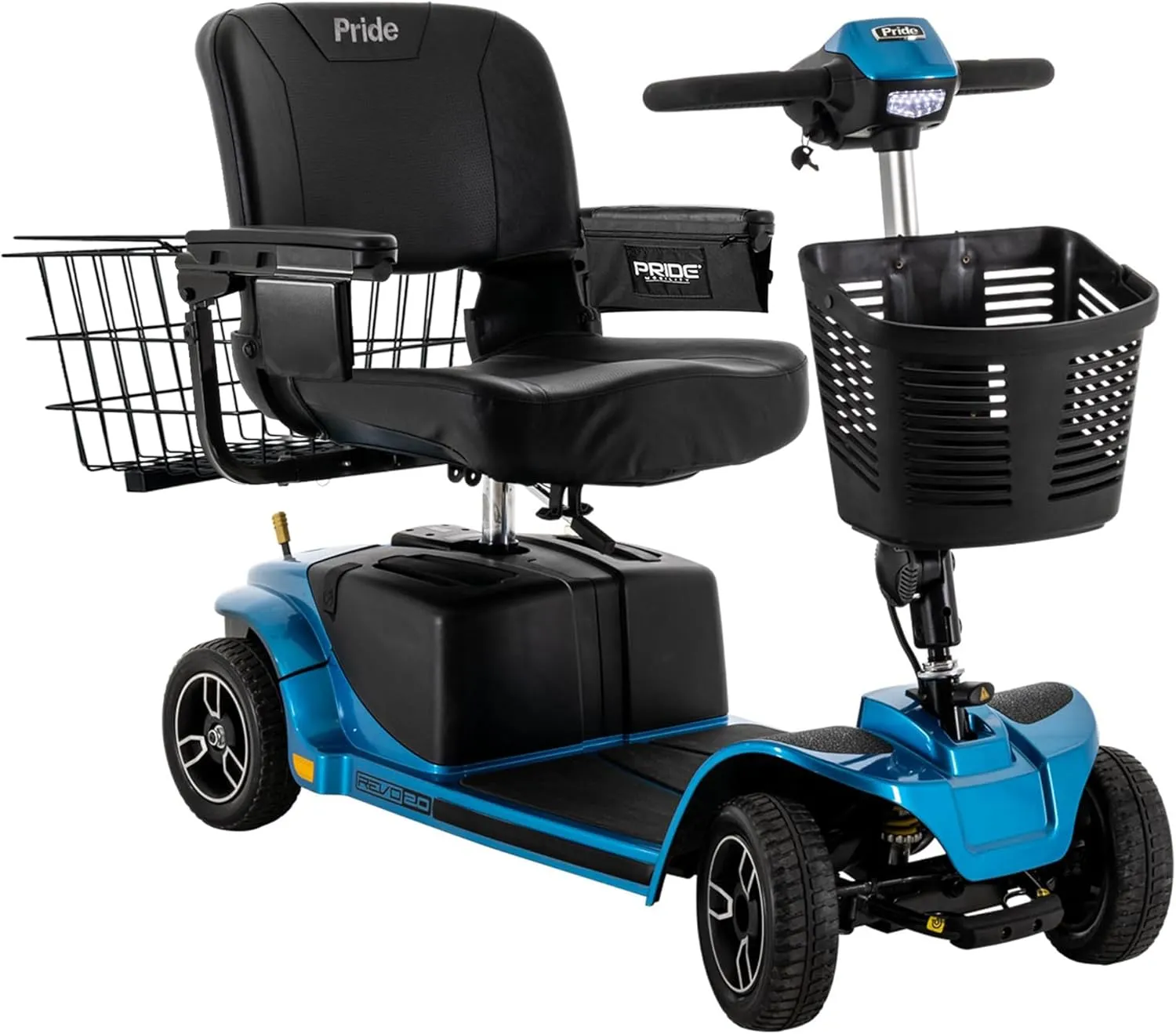 Pride Mobility Revo 2.0 Plus Accessoires, Pride 4 Wheel Heavy Duty Mobility Scooter for Adults and Seniors, 400 lb Capacity, 20" Wide Seat,17.8 Miles Per Charge, CTS Suspension, Ext Warranty (Blue)