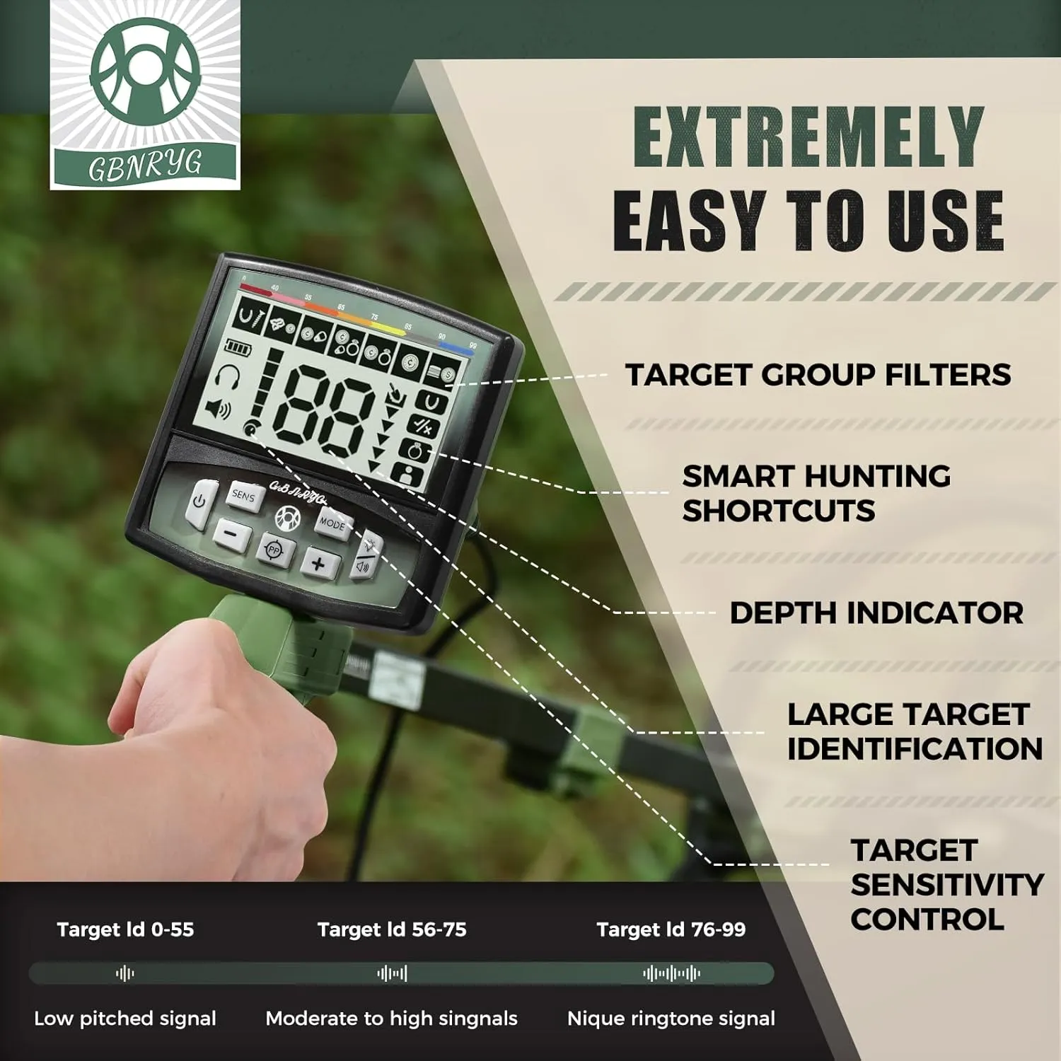 Professional Metal Detector for Adults,12" IP68 Waterproof Search Coil with LCD Backlight,5 Modes Gold Detector,Advanced DSP Chip&High Accuracy System for Beach/Gold Hunting
