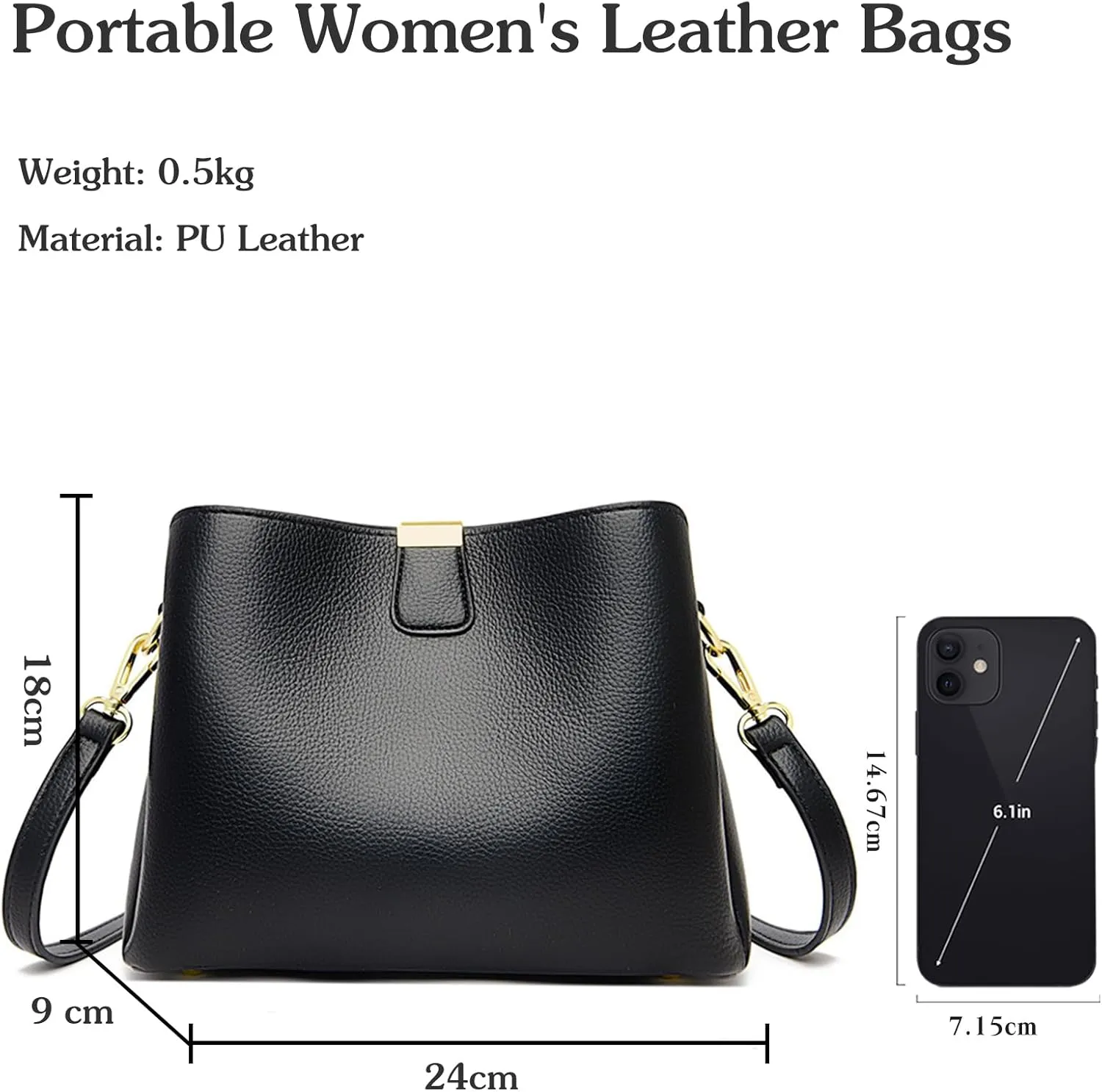 PU Leather Crossbody Bag for Women Elegant Handbag Ladies Shoulder Bag Retro Messenger Bag Waterproof Top-handle Bag