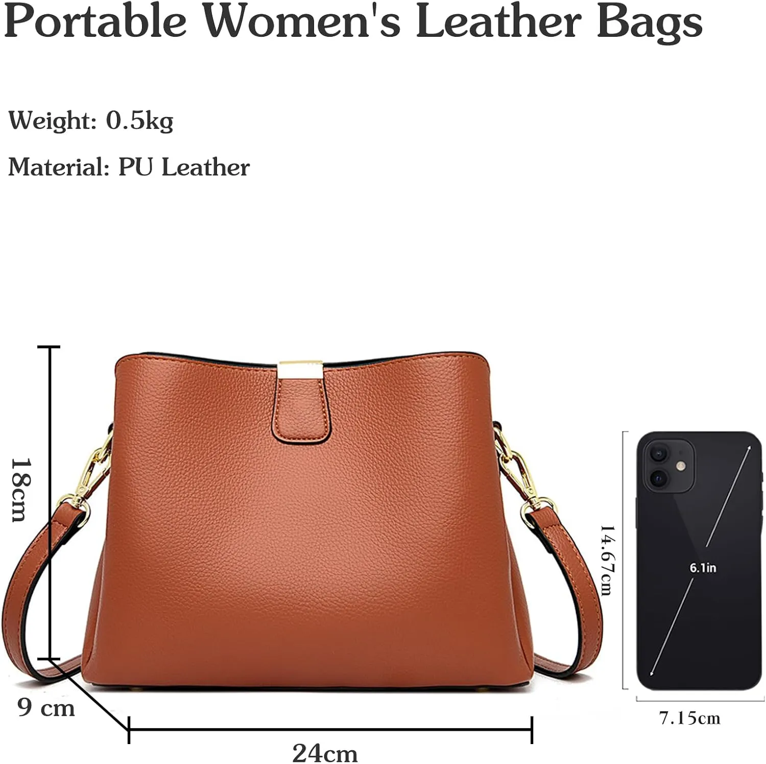 PU Leather Crossbody Bag for Women Elegant Handbag Ladies Shoulder Bag Retro Messenger Bag Waterproof Top-handle Bag