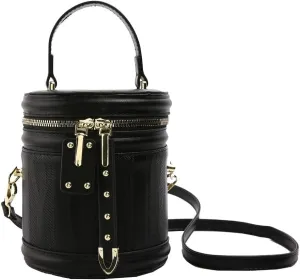 PU Leather Handbag Top Handle Cylinder Bag Crossbody Shoulder Bag for Daily Use