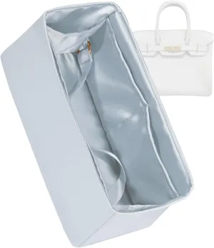 Purse Organizer for Birkin 20/25/30/35/40,Silky Smooth Insert,Lightweight Bag in Bag,Luxury Handbag Storage Accessories(Birkin 30,Blue Pale)