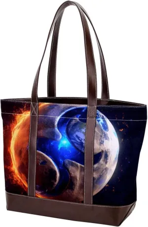 Purses for Women,Tote Bag for Women,Handbags for Women,3D Yin Yang Gossip Moon Earth